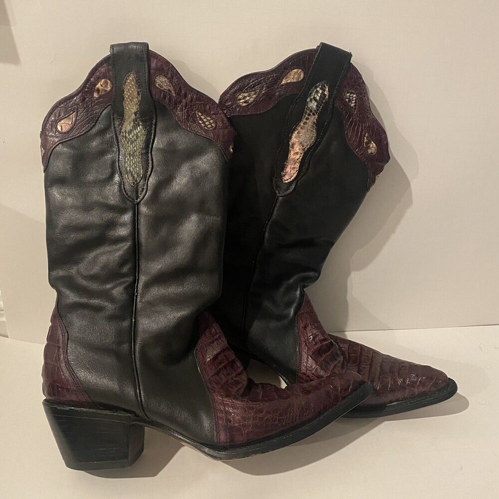 Buitre Veari Western Boots Caiman Snakeskin Leather Red Women's 28 Pointed Toe
